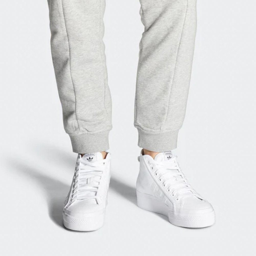 Adidas Nizza Platform Sneakers in White Leather